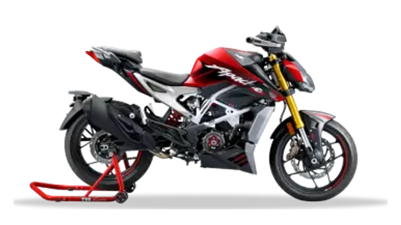 TVS Apache RTR 310 streetfighter motorcycle, right side view
