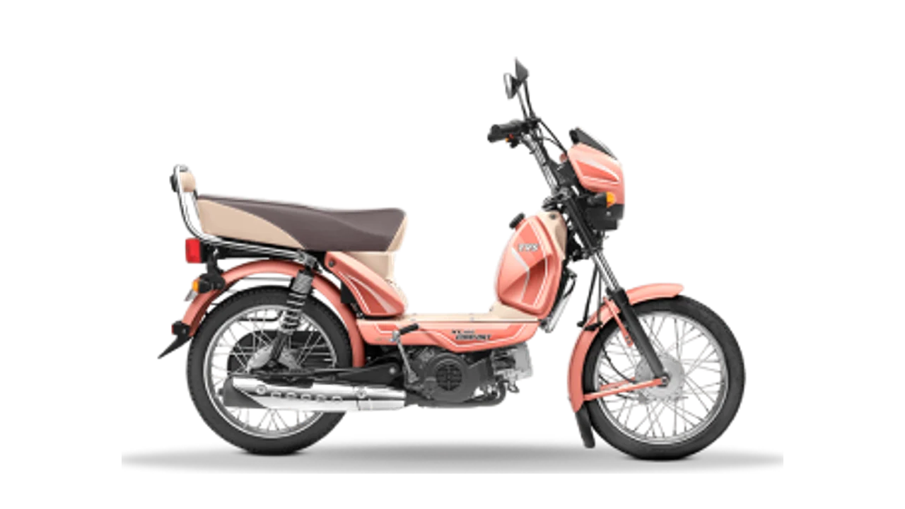 TVS XL100 moped, right side view